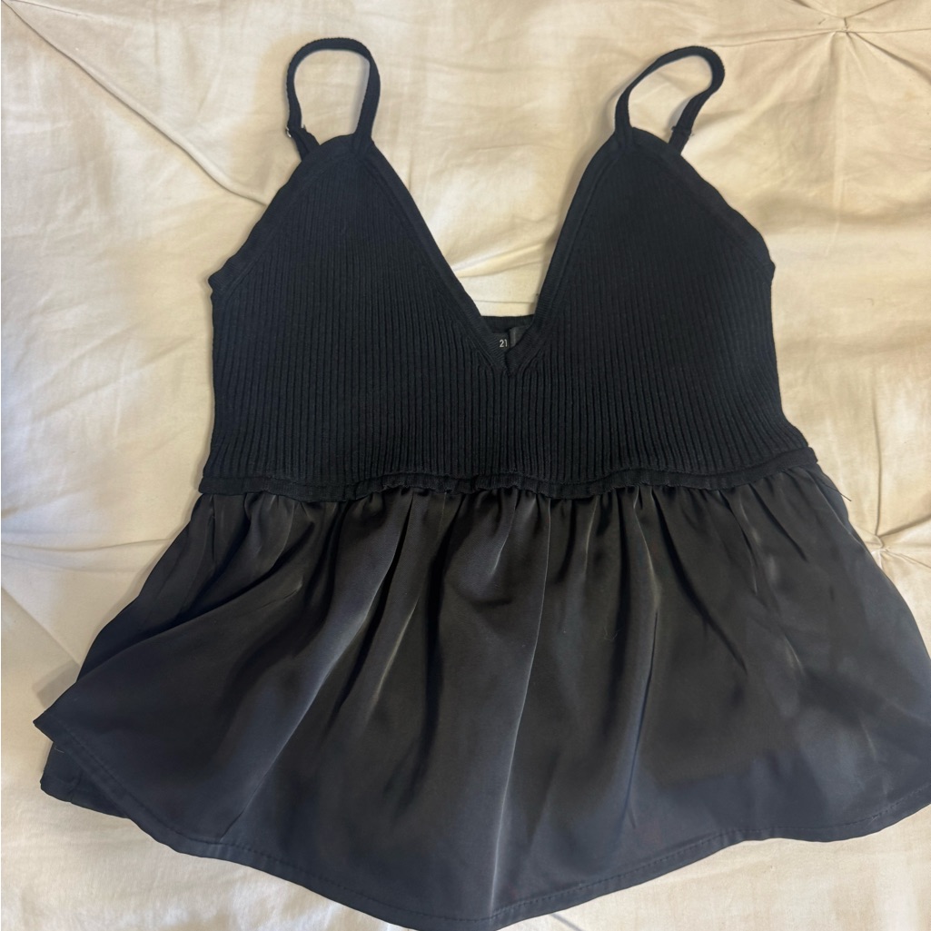 Black Rib+Satin Tank